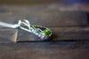 Sterling Silver Teardrop Pendant with Shades of Green Fused Glass