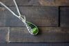 Sterling Silver Teardrop Pendant with Shades of Green Fused Glass