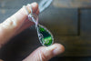Sterling Silver Teardrop Pendant with Shades of Green Fused Glass