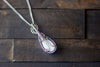 Sterling Silver Teardrop Pendant with Shades of Green Fused Glass