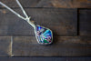 Sterling Silver Teardrop Pendant with Multicolored Fused Glass