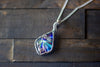 Sterling Silver Teardrop Pendant with Multicolored Fused Glass