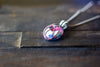 Pink and White Crisscross Sterling Silver Wire Wrapped Pendant