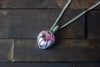 Pink and White Crisscross Sterling Silver Wire Wrapped Pendant