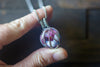 Pink and White Crisscross Sterling Silver Wire Wrapped Pendant