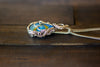 Sterling Silver Teardrop Pendant with Blue and Orange Fused Glass