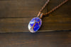 Swirled Blue and White Fused Glass Pendant with Copper Tree of Life
