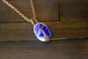 Swirled Blue and White Fused Glass Pendant with Copper Tree of Life