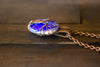 Swirled Blue and White Fused Glass Pendant with Copper Tree of Life