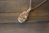 Multicolor Fused Glass and Copper Wire Teardrop Pendant