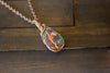 Multicolor Fused Glass and Copper Wire Teardrop Pendant