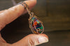 Multicolor Fused Glass and Copper Wire Teardrop Pendant