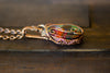 Multicolor Fused Glass and Copper Wire Teardrop Pendant