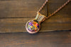 Multicolored Fused Glass and Copper Wire Pendant