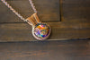 Multicolored Fused Glass and Copper Wire Pendant