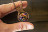 Multicolored Fused Glass and Copper Wire Pendant