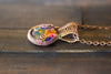 Multicolored Fused Glass and Copper Wire Pendant