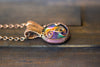 Multicolored Fused Glass and Copper Wire Pendant