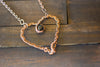 Copper Heart Necklace with Glittery Dark Blue Fused Glass Accent