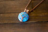 Shades of Blue Fused Glass and Copper Wire Wrapped Tree of Life Pendant