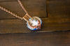 Shades of Blue Fused Glass and Copper Wire Wrapped Tree of Life Pendant