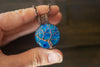 Shades of Blue Fused Glass and Copper Wire Wrapped Tree of Life Pendant