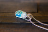 Dichroic Blue and White Crisscross Sterling Silver Wire Wrapped Pendant