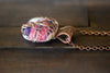 Streaked Pink, Cream, and Purple Fused Glass Pendant with Copper Tree of Life