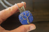 Sterling Silver Tree of Life Pendant with Blue Fused Glass