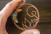 Blue and Orange Moon Pendant with Copper Wire Wrapping