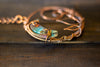 Blue and Orange Moon Pendant with Copper Wire Wrapping