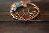 Blue and Orange Moon Pendant with Copper Wire Wrapping