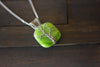 Sterling Silver Tree of Life Pendant with Glittery Green Fused Glass