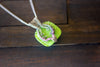 Sterling Silver Tree of Life Pendant with Glittery Green Fused Glass