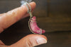 Pink Fused Glass Crescent Moon Pendant with Sterling Silver Wire Wrapping