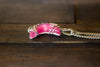 Pink Fused Glass Crescent Moon Pendant with Sterling Silver Wire Wrapping