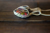 Multi-color Swirl Heart Fused Glass Pendant with Sterling Silver Wire Wrapping