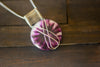 Crisscross Sterling Silver Pendant with Purple and White Fused Glass