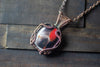 Copper Wire Wrapped Pendant with Black and Red Fused Glass