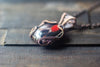Copper Wire Wrapped Pendant with Black and Red Fused Glass