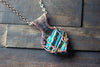 Streaked Blue and Green Heart Fused Glass Pendant with Copper Wire Wrapping