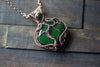 Deep Green Fused Glass and Copper Wire Wrapped Tree of Life Pendant