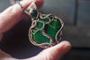 Deep Green Fused Glass and Copper Wire Wrapped Tree of Life Pendant