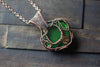 Deep Green Fused Glass and Copper Wire Wrapped Tree of Life Pendant