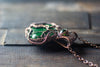 Deep Green Fused Glass and Copper Wire Wrapped Tree of Life Pendant
