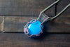Light Blue Fused Glass Pendant with Sterling Silver Wire Wrapping