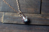 Dichroic Blue and Green Fused Glass Teardrop Pendant with Copper Wire Wrapping