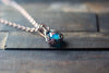 Dichroic Blue and Green Fused Glass Teardrop Pendant with Copper Wire Wrapping