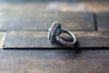 Sterling Silver Wire Wrapped Statement Ring with Streaked Blue and Green Fused Glass