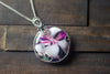 Swirls of Pink and Black Fused Glass and Sterling Silver Pendant